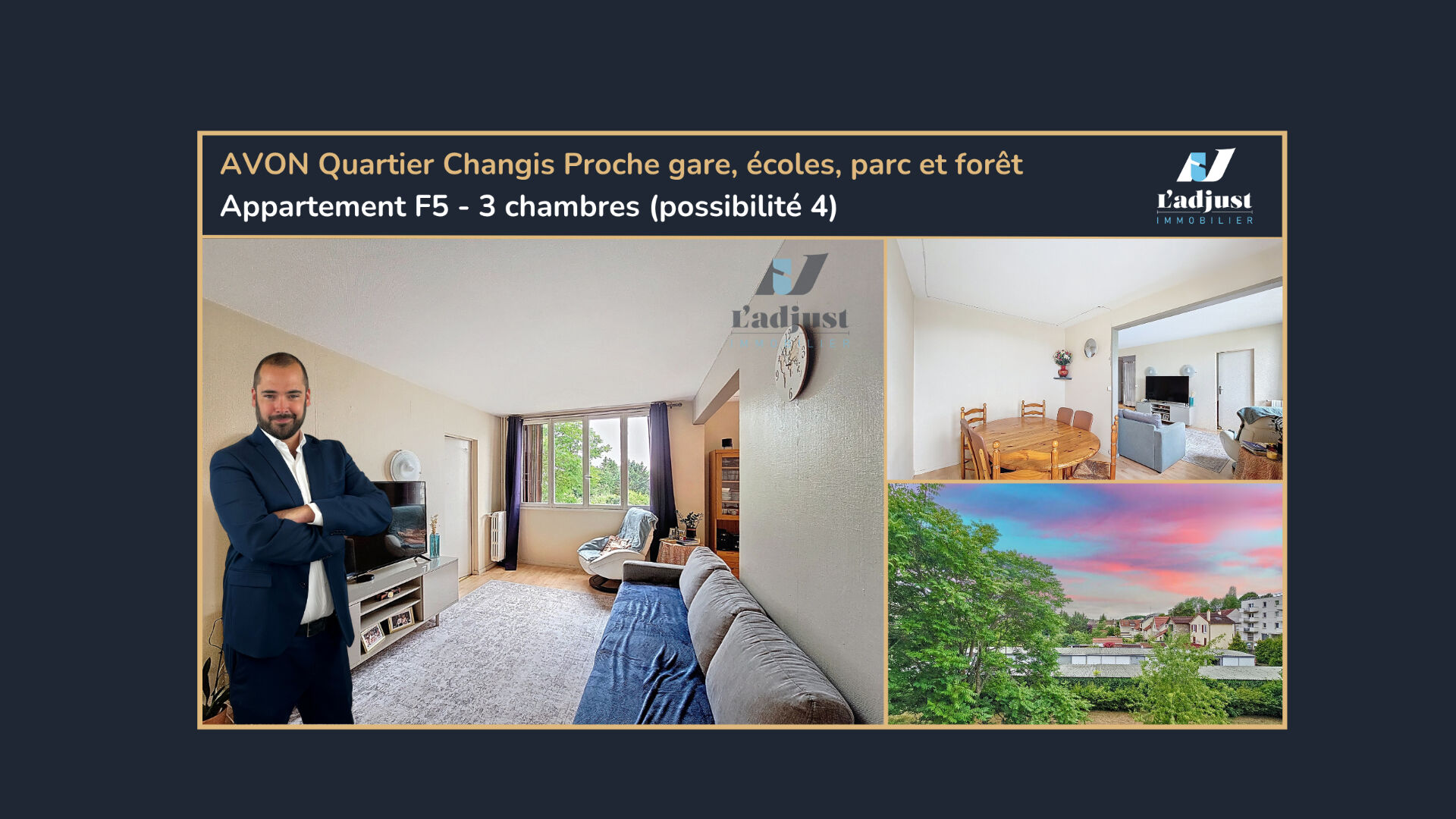 AVON Appartement F5 très bon état, traversant, lumineux - 3 chambres (possibilité 4)