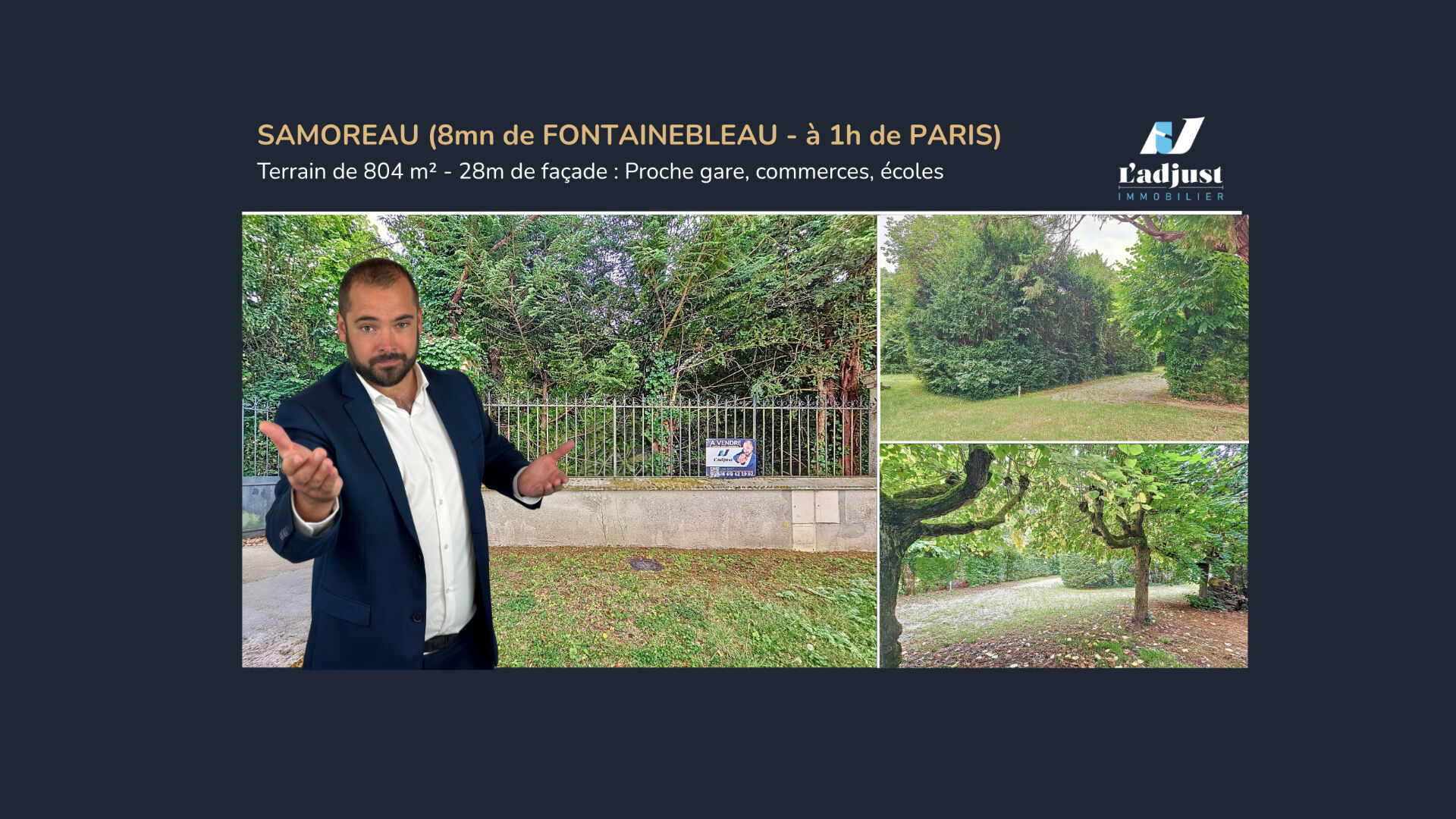 Photo SAMOREAU (8mn de FONTAINEBLEAU et à 1h de PARIS) Terrain à bâtir de 804 m² arboré, façade de 28m image 1/6