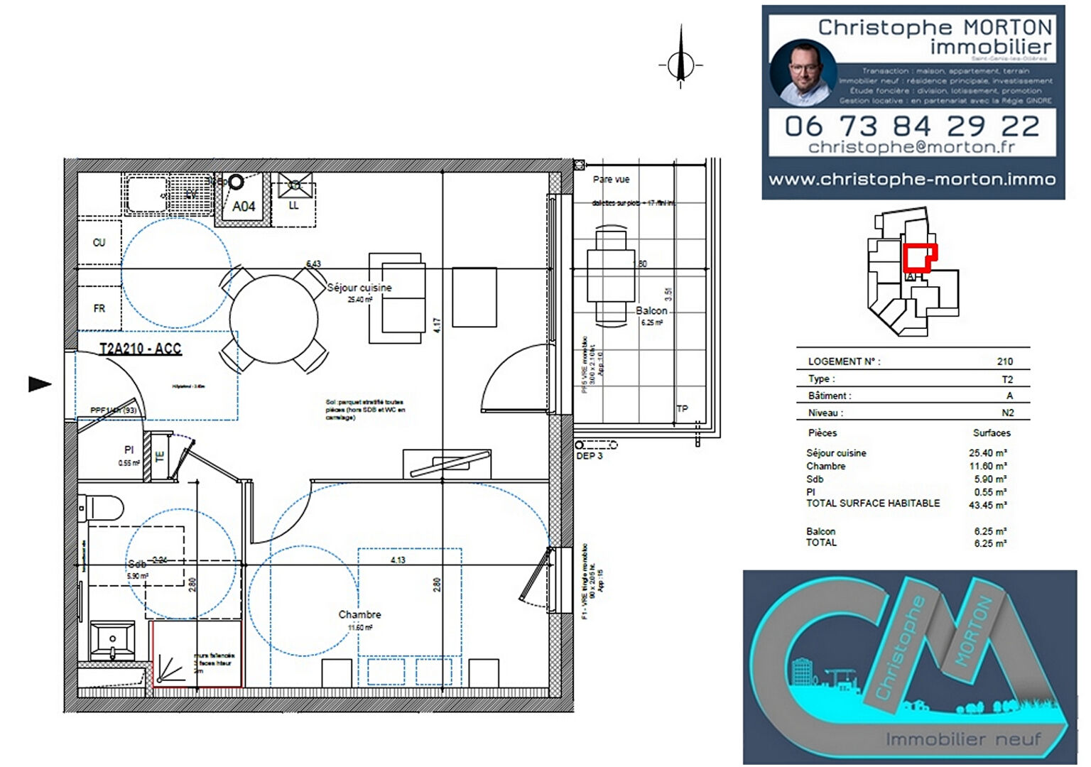 À VENDRE - idéal 1er achat - T2 - 43,45m² - 69290 Craponne
