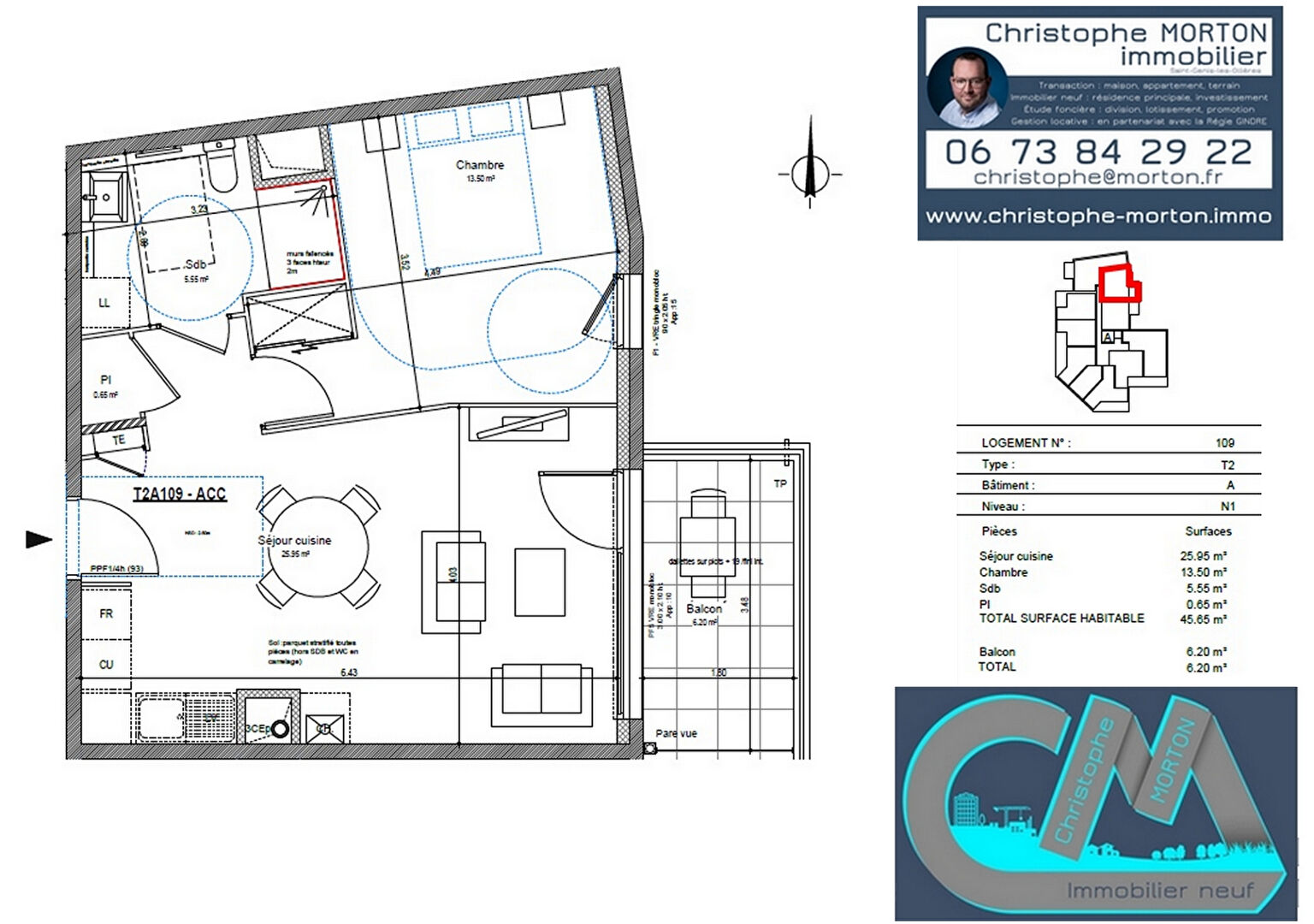 À VENDRE - idéal 1er achat - T2 - 45,65m² - 69290 Craponne