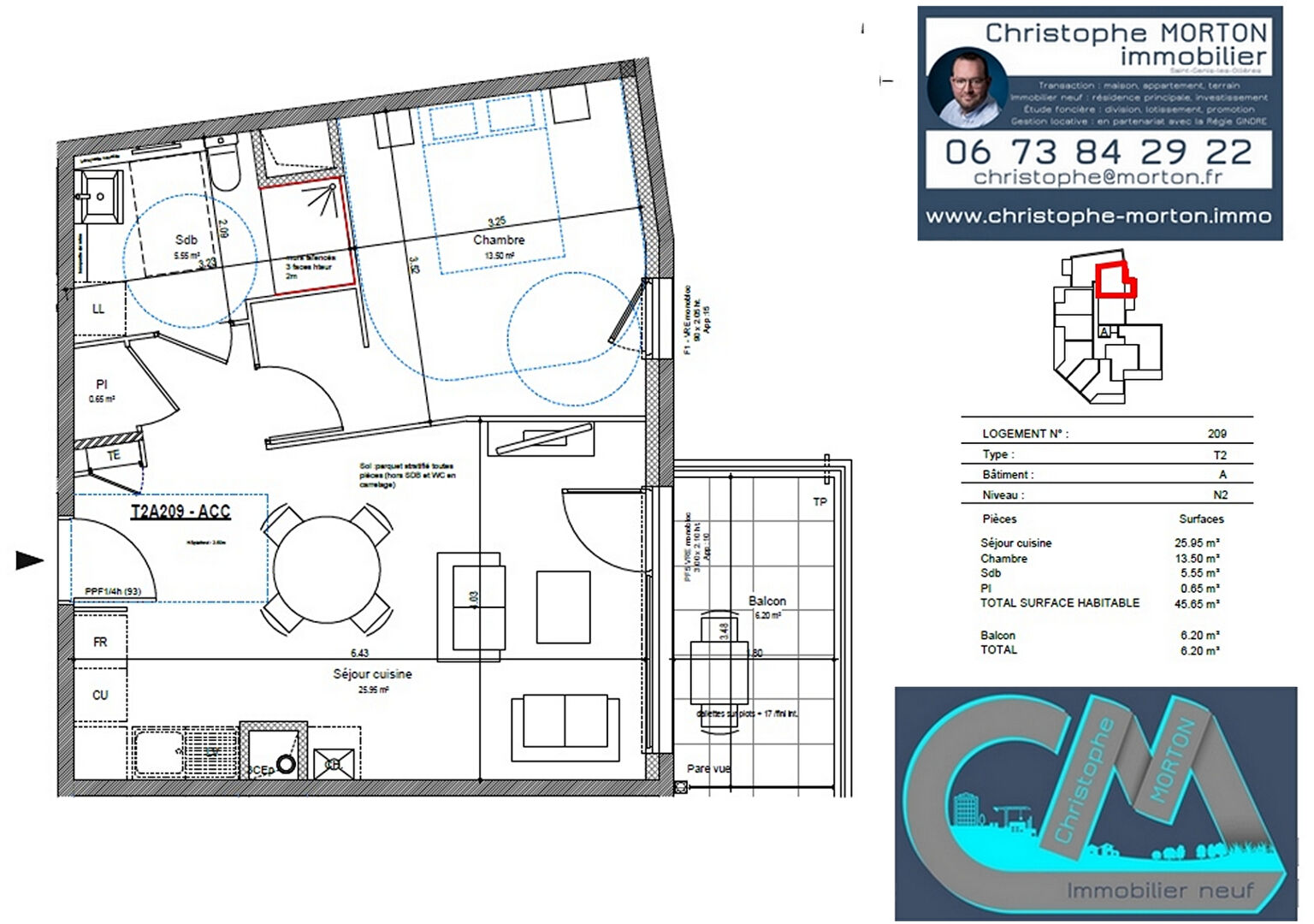 À VENDRE - idéal 1er achat - T2 - 45,65m² - 69290 Craponne