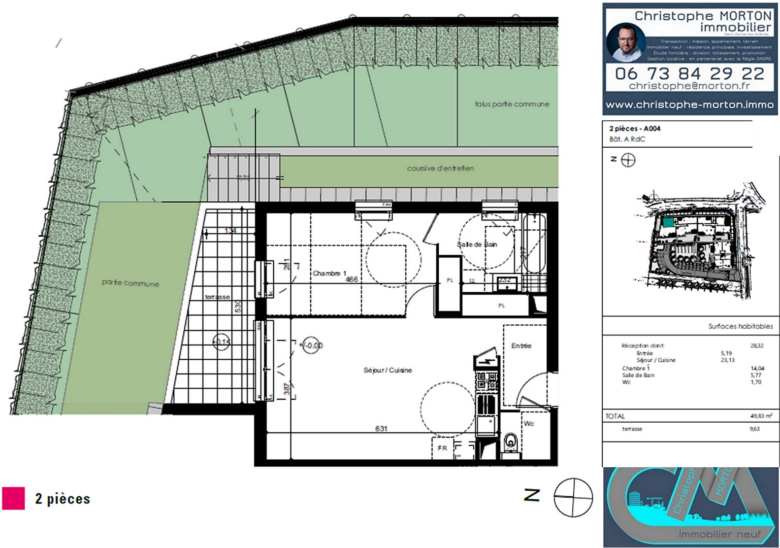 À VENDRE - appartement idéal investissement - T2 - 49,83m² - 69210 Lentilly