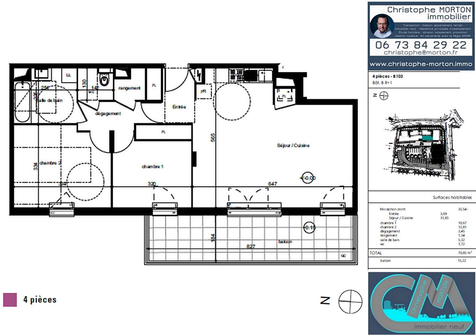 À VENDRE - appartement idéal 1er achat - T3 - 70,85m² - 69210 Lentilly