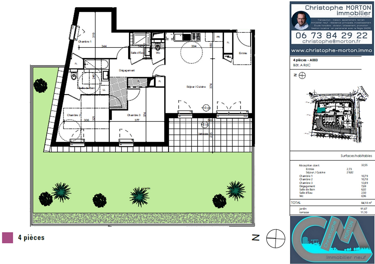 À VENDRE - appartement idéal famille - T4 - 84,18m² - 69210 Lentilly