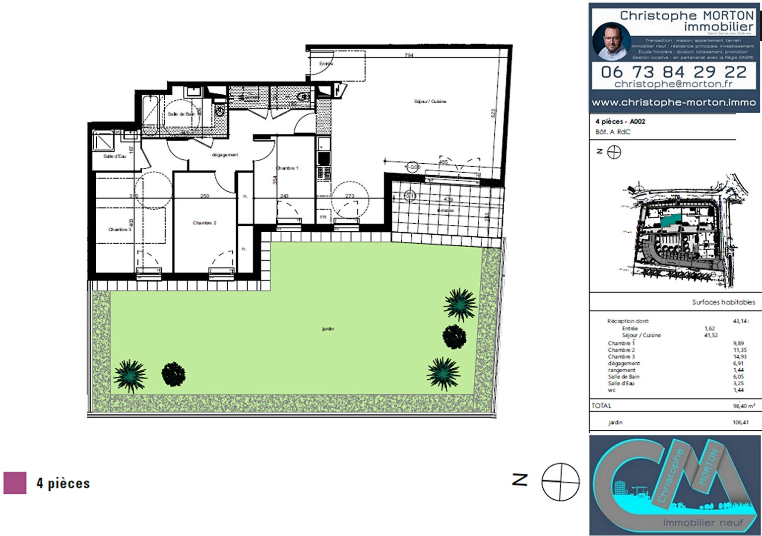 À VENDRE - appartement idéal passage d'une maison à un appartement - T4 - 98,40m² - 69210 Lentilly