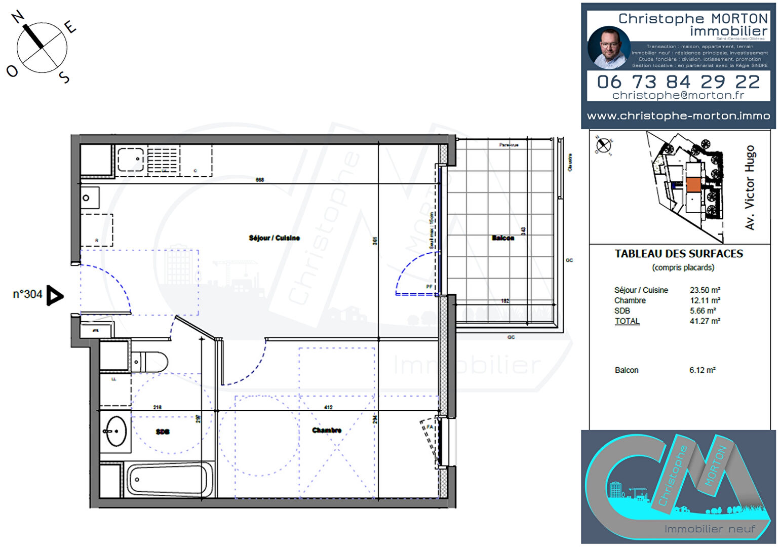 À VENDRE - appartement - T2 - 41,27m² - 69160 Tassin-la-Demi-Lune