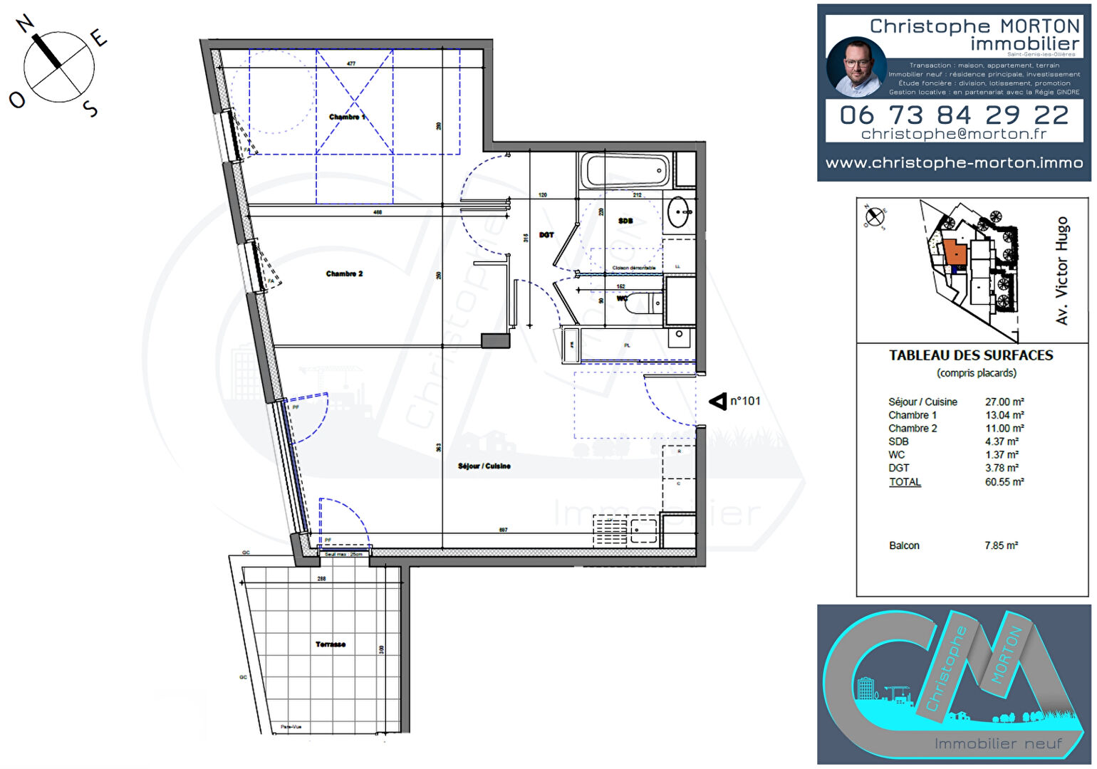 À VENDRE - appartement idéal famille - T3 - 60,55m² - 69160 Tassin-la-Demi-Lune