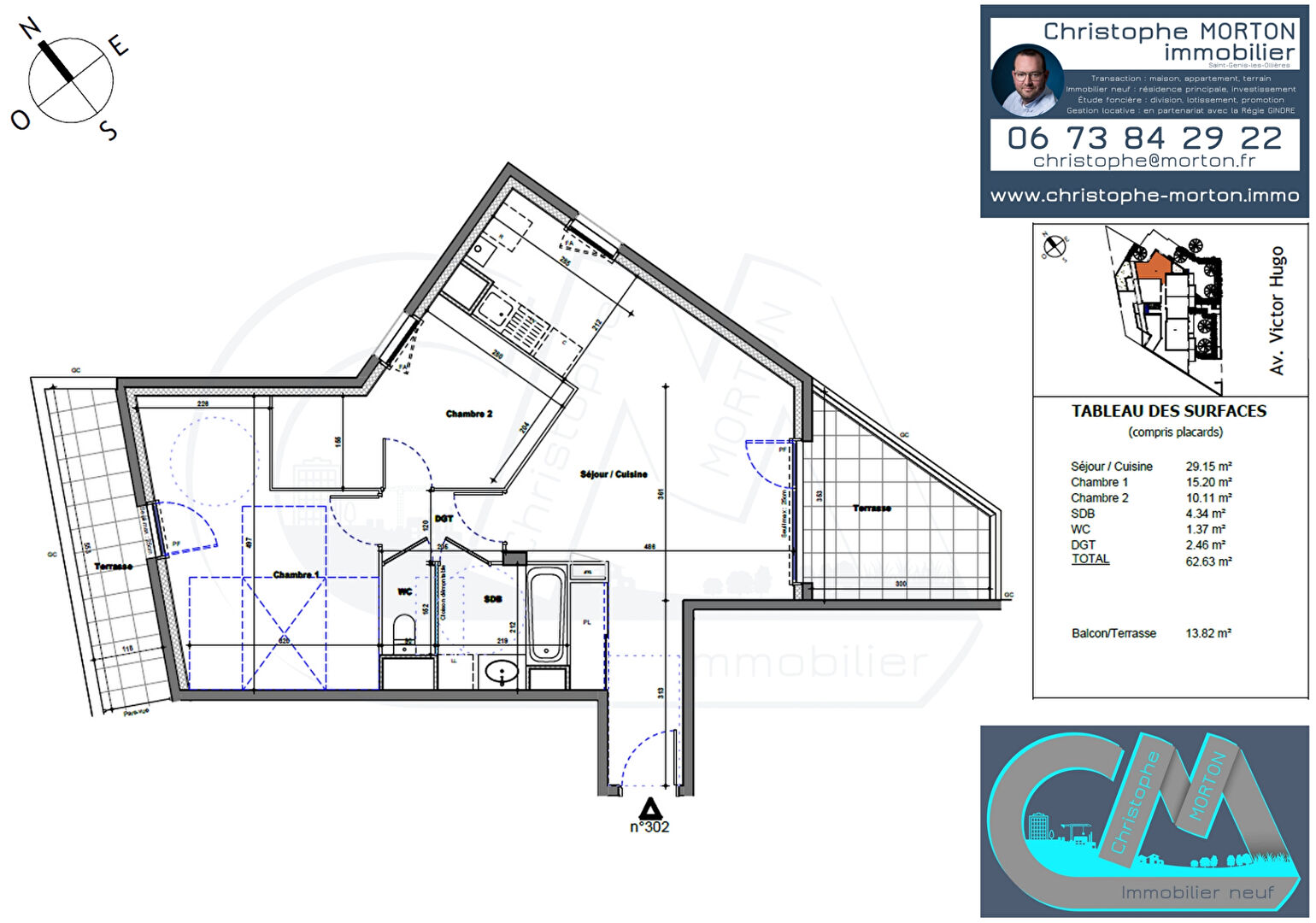 À VENDRE - appartement idéal famille - T3 - 62,63m² - 69160 Tassin-la-Demi-Lune