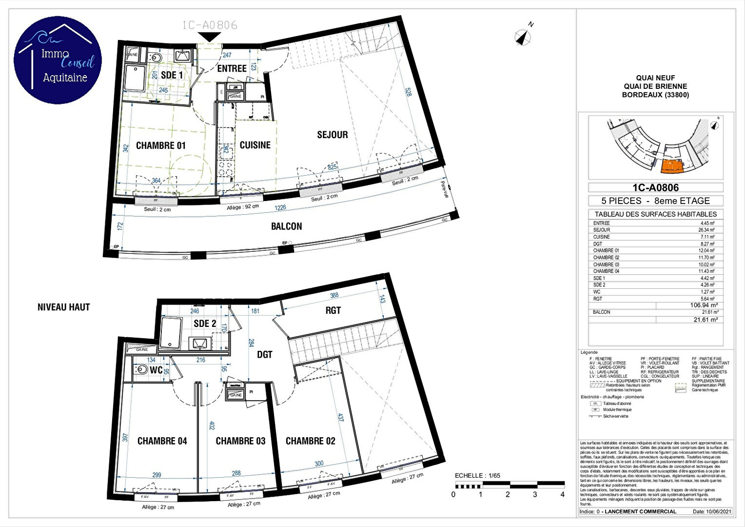 Photo T5 NEUF en VEFA duplex 5 pièces 106.94 m2 au DERNIER ETAGE avec terrasse SUD de 21 m2 et 2 parkings privatifs image 2/2