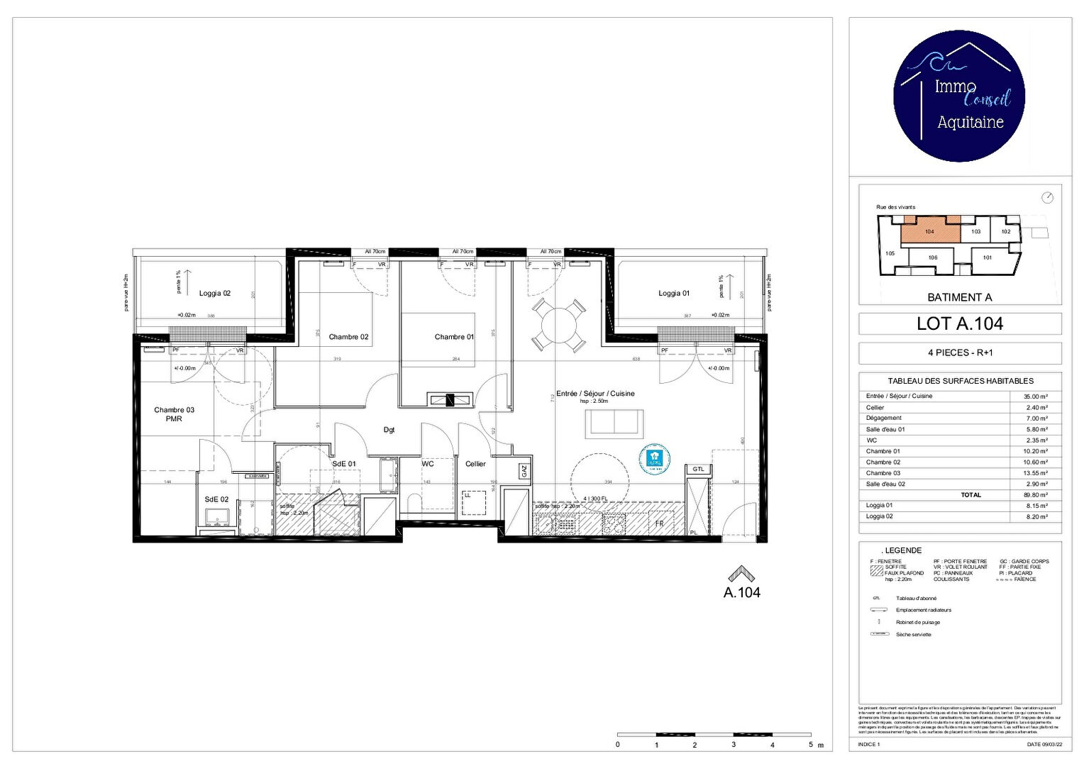 Photo A ACHETER T4 NEUF en VEFA appartement 4 pièces 89.80 m2 avec 2 loggias et 2 parkings privatifs image 2/2