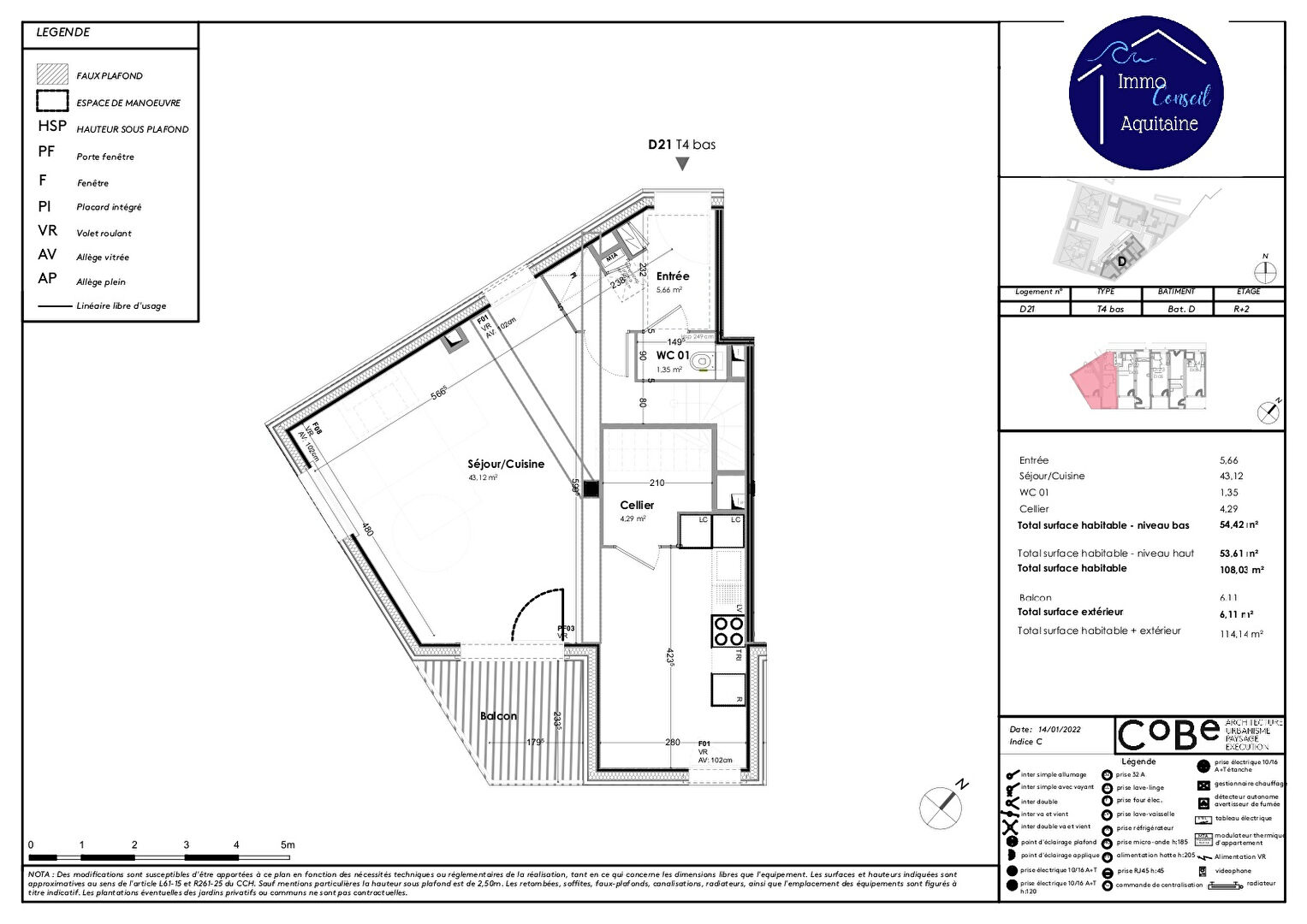 Photo T3 NEUF en VEFA duplex 4 pièces 108.03 m2 avec balcon sud, cave et parking privatif image 2/3