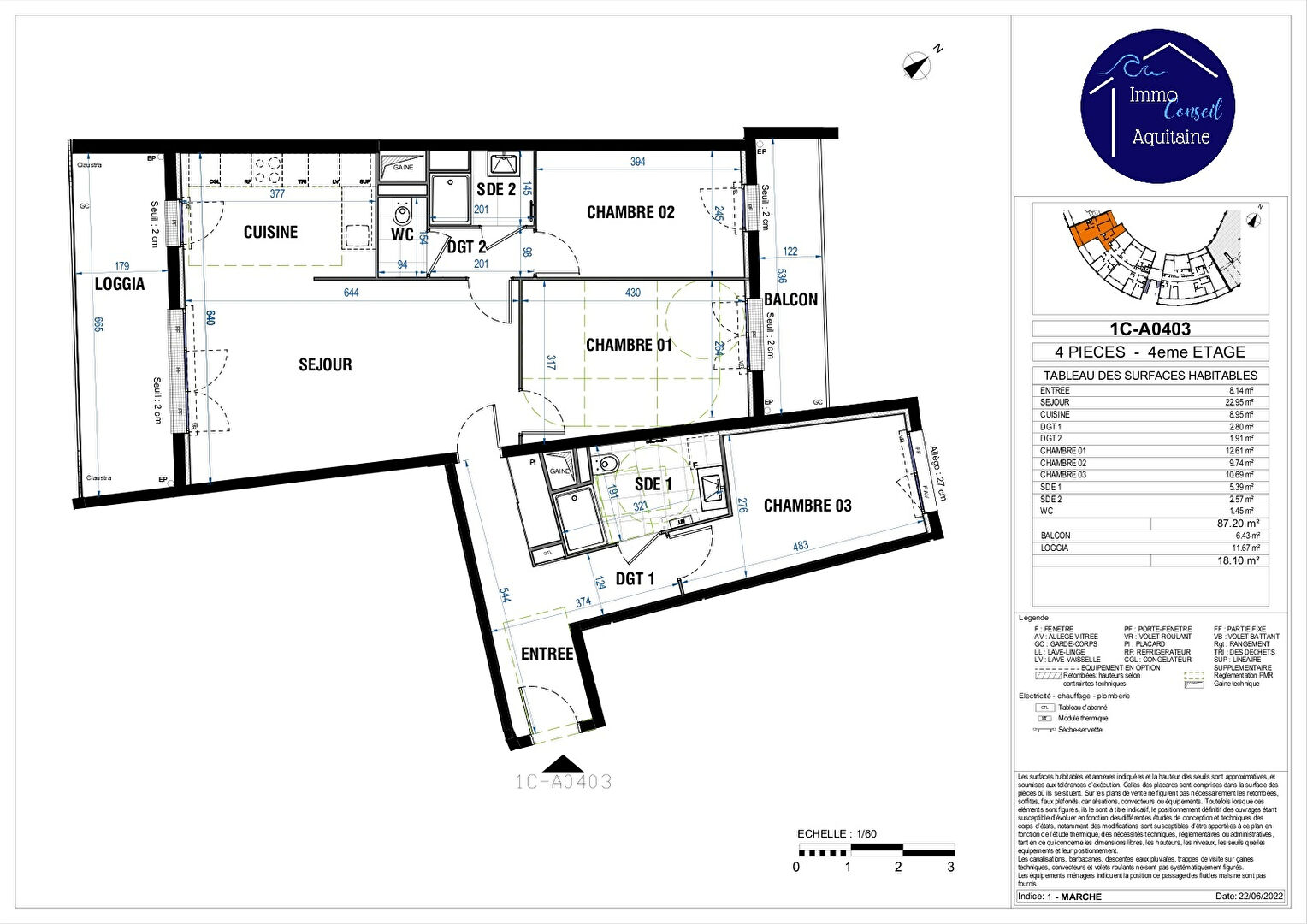 Photo T4 NEUF en VEFA appartement 4 pièces 87.20 m2 avec loggia, balcon et parking privatif image 2/2