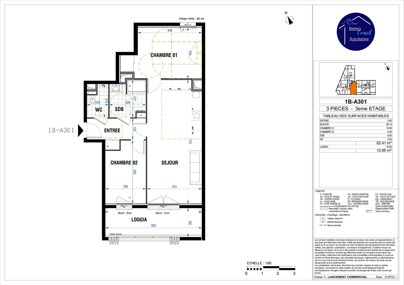 Photo A ACHETER T3 NEUF en VEFA appartement 3 pièces 62.41 m2 avec loggia et parking privatif image 2/2