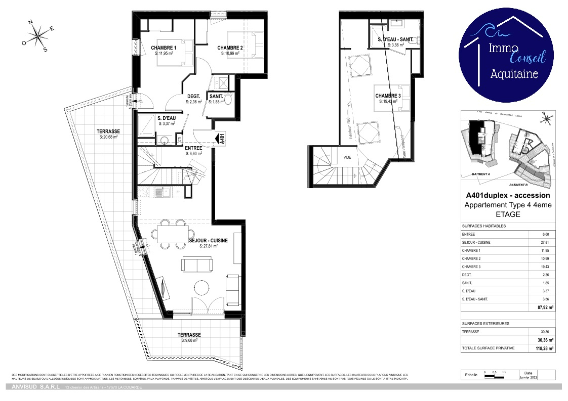 Photo immobilier neuf Charente Maritime dernier étage et grande terrasse image 2/2