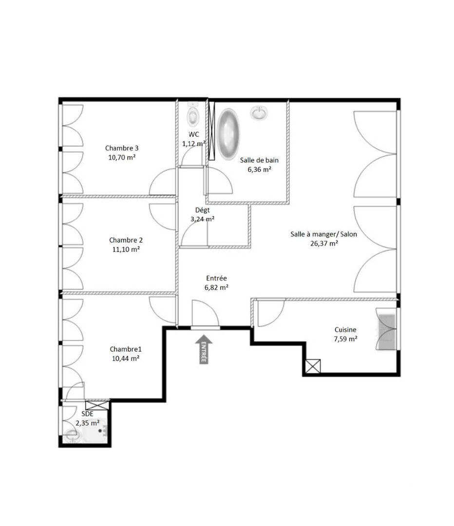 Appartement en nue propriété La Celle Saint Cloud 5 pièce(s) 86.09 m2