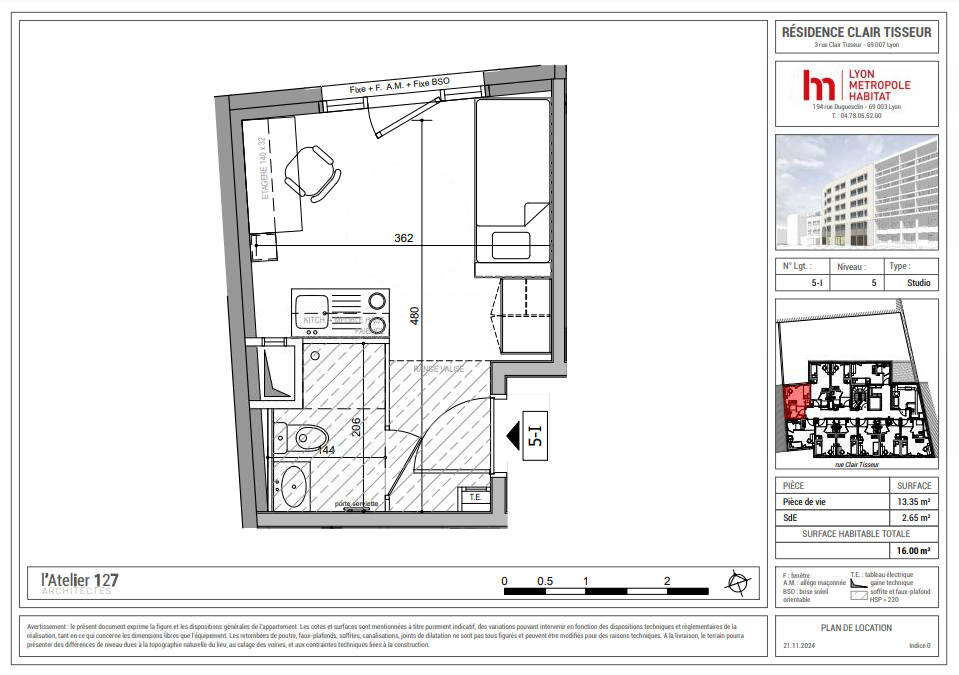 Photo Résidence étudiante Clair Tisseur - studio image 3/3
