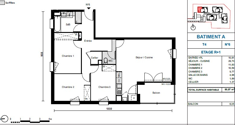 Photo Appartement  4 pièce(s) 80.97 m2 image 2/3