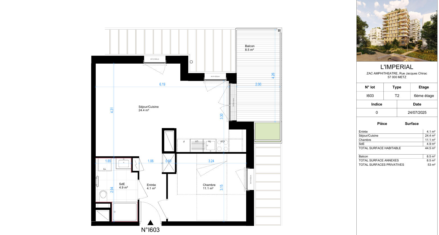 Photo Appartement  2 pièces 44.46 m2 image 4/4