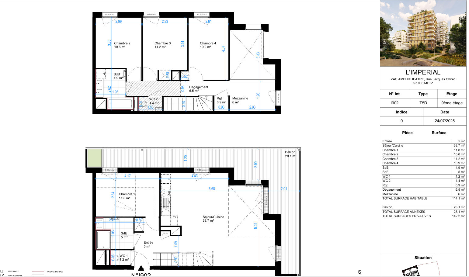 Photo Appartement  5 pièces duplex 114.68 m2 image 4/4