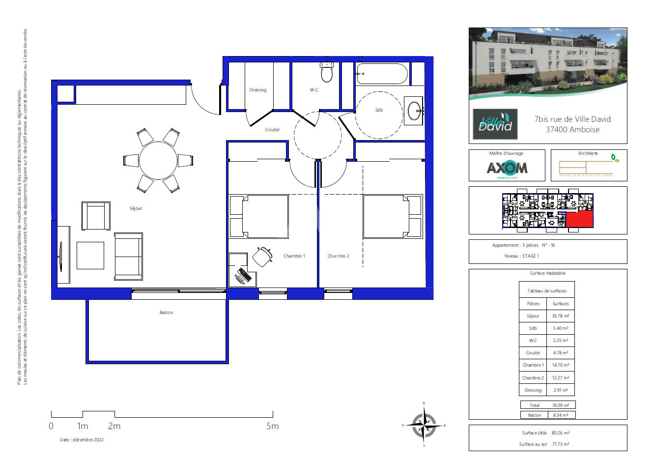 Appartement Amboise 3 pièce(s) - Résidence Villa David
