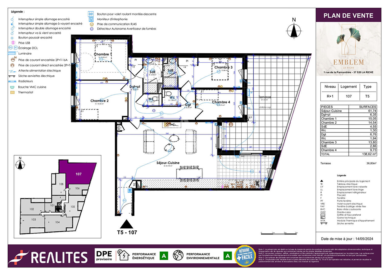 Photo Appartement 5 p 4 chambres avec terrasse - NEUF - livrable image 5/6