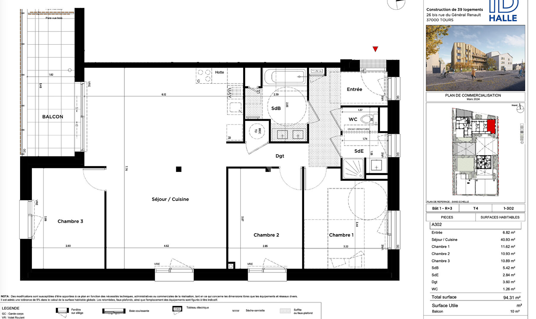 Photo Appartement Tours 4 pièce(s) 94.33 m2 image 4/4