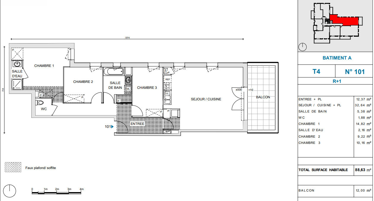 Photo Cadre verdoyant pour ce T4 avec terrasse à 1000m de l'hippodrome du Petit Port image 2/5