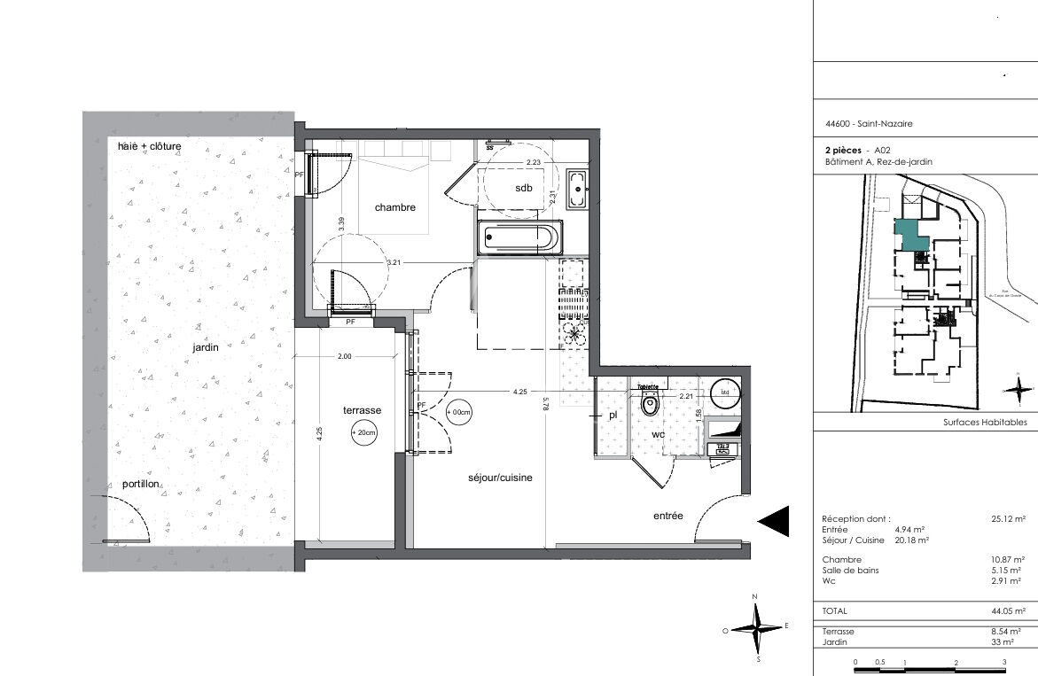 Photo Appartement de type 2 entre Plage et Centre ville - Quartier Villes Martin à SAINT NAZAIRE image 2/5