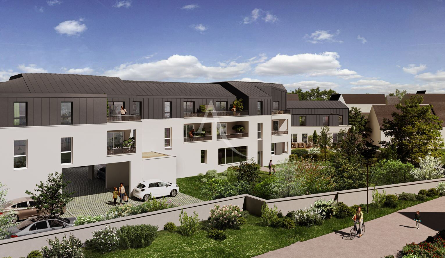 AppartT4 Angers  les Justices Terrasse  dernier étage expo sud sur jardin paysagé