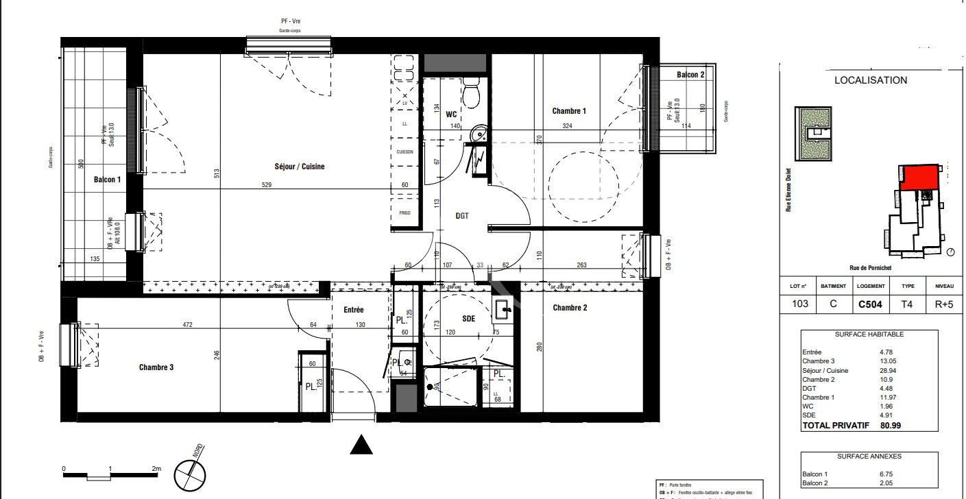 Photo A vendre T4 -80,99 m²  DERNIER ETAGE dans résidence Neuve Livrée avec deux balcons image 3/3