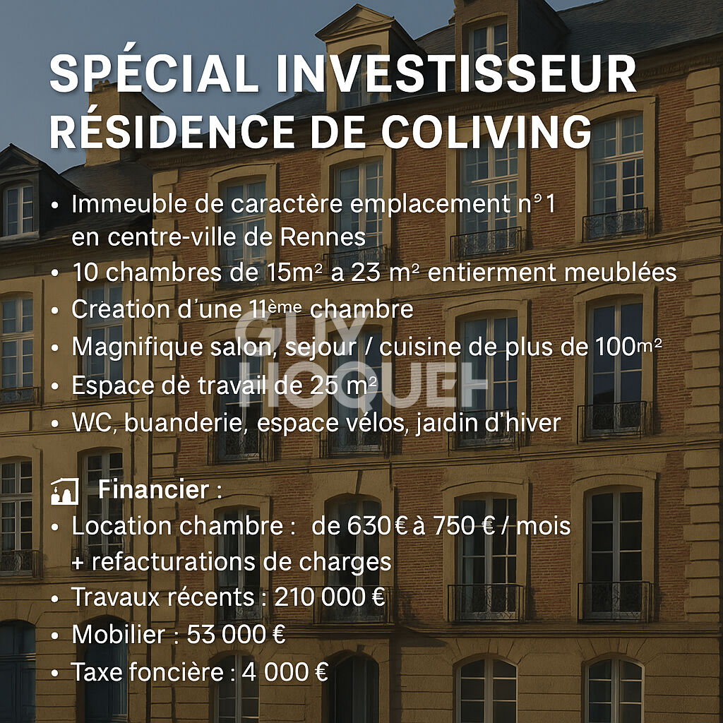 Immeuble haut de gamme investisseur centre ville 350 m²