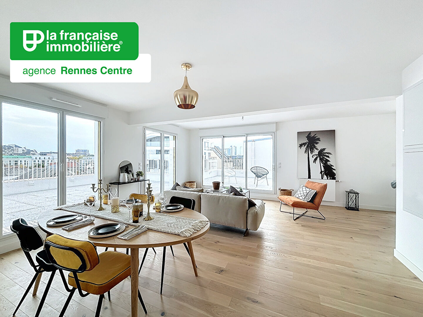 Appartement Rennes Centre-Ville, Quartier Anatole France 5 pièces de 114.82 m2 –  2 terrasses de 96 m² – Double Garage - LFI-CENTRE-14245