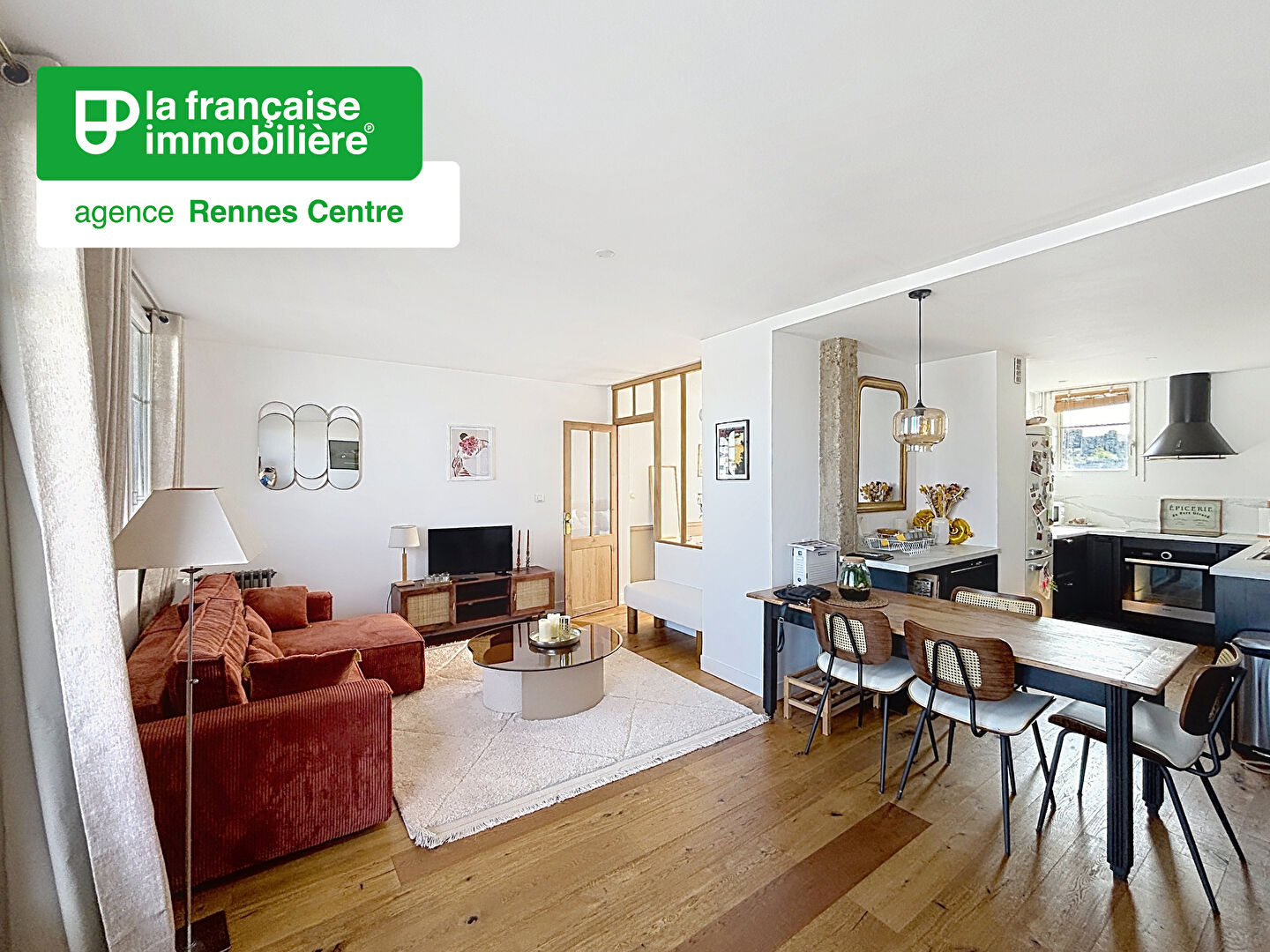Appartement Type 3 à louer – Meublé –  60.73m² – Garage – Local vélos – Cave – Centre ville – Rue Legraverend – Rennes - LFI-CENTRE-A-2161