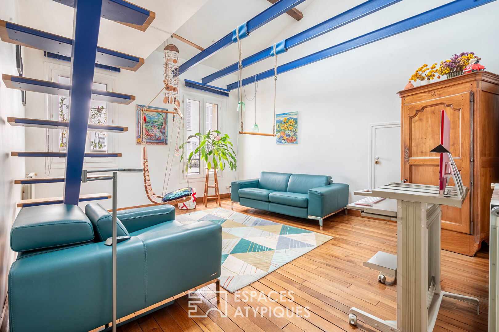 Duplex traversant au dernier étage