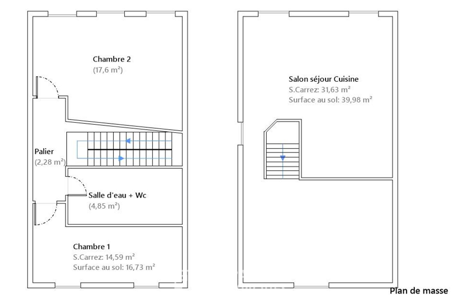 Duplex traversant en dernier étage Quartiers Sentier-Bonne Nouvelle