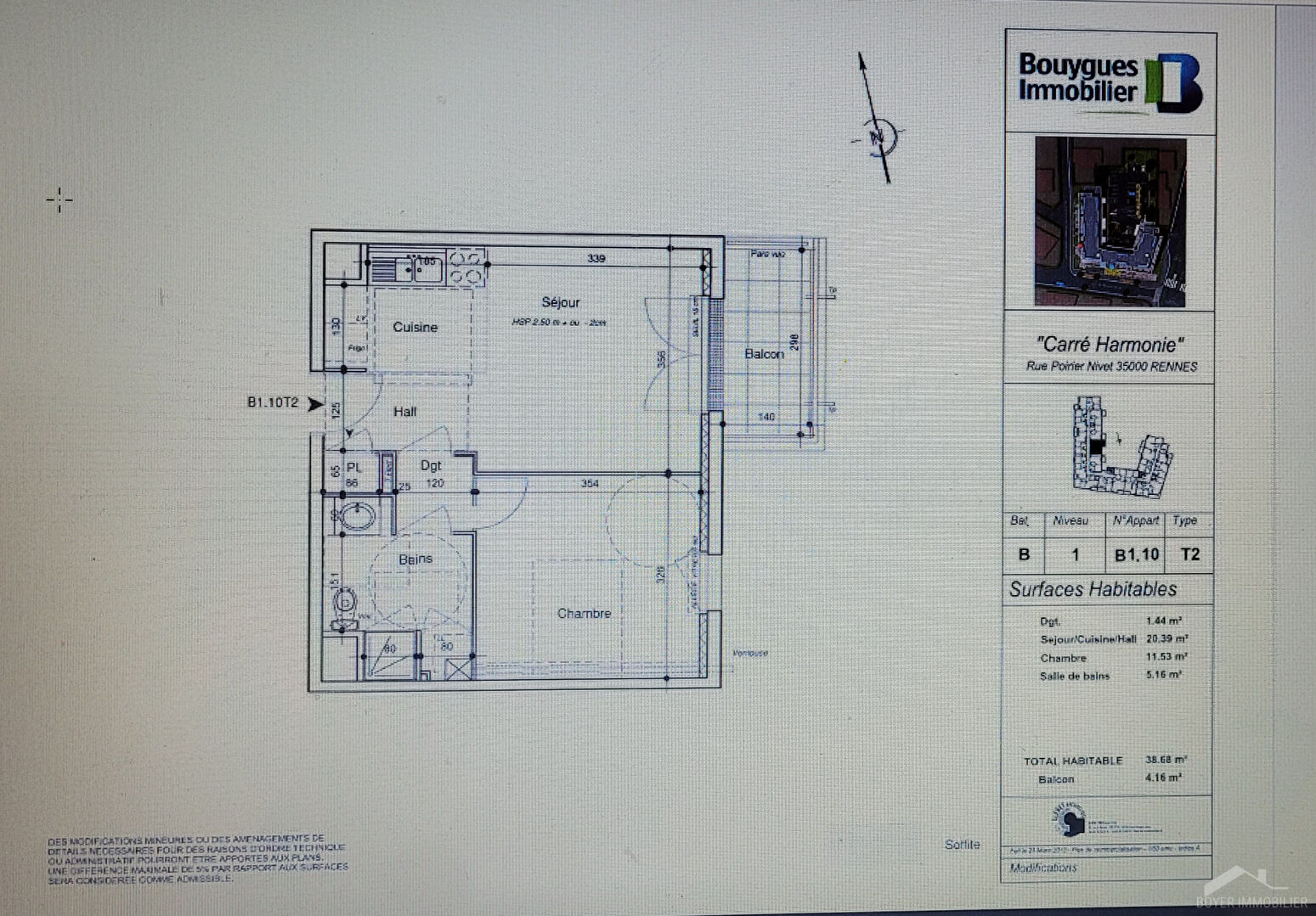 Photo VENDU RENNES TYPE II Balcon Parking.Investisseur PATTON image 5/6
