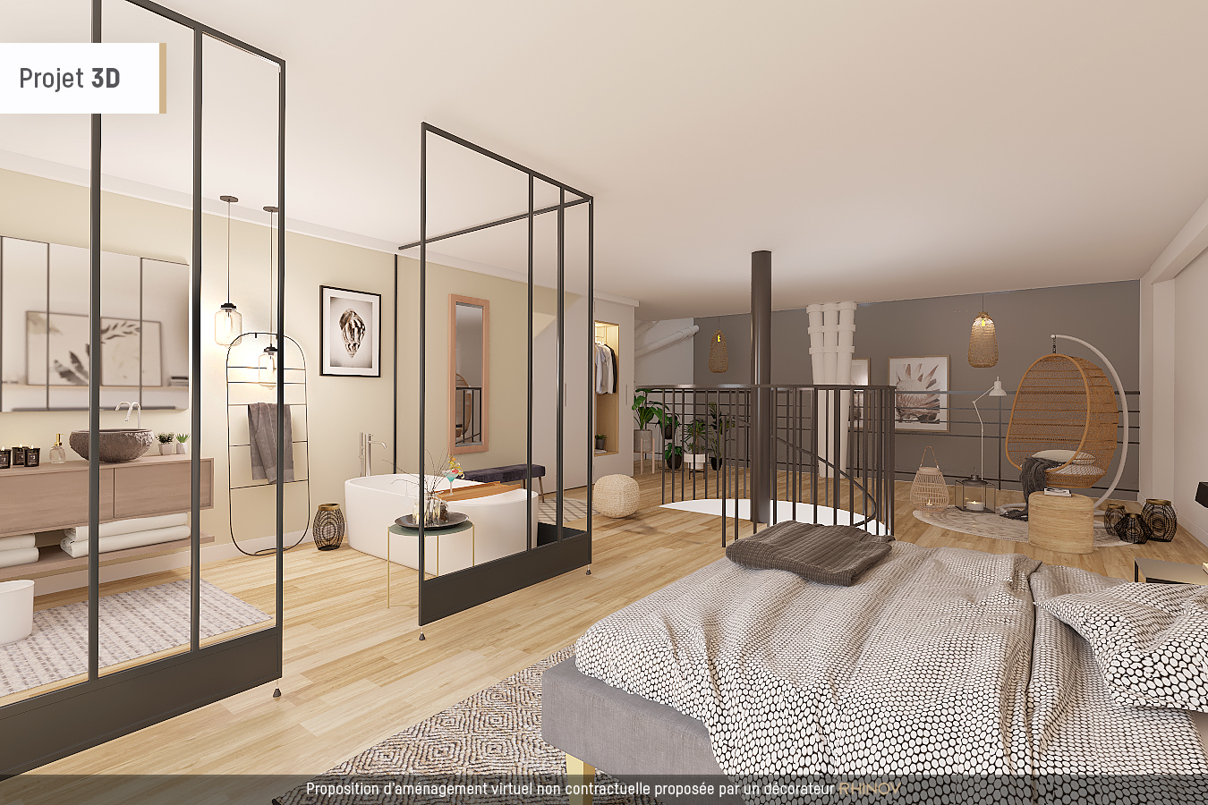 LOFT / ATELIER D'ARTISTE totalement atypique, en OPEN-SPACE sur trois niveaux avec DEUX VERRIÈRES donnant sur cour calme !