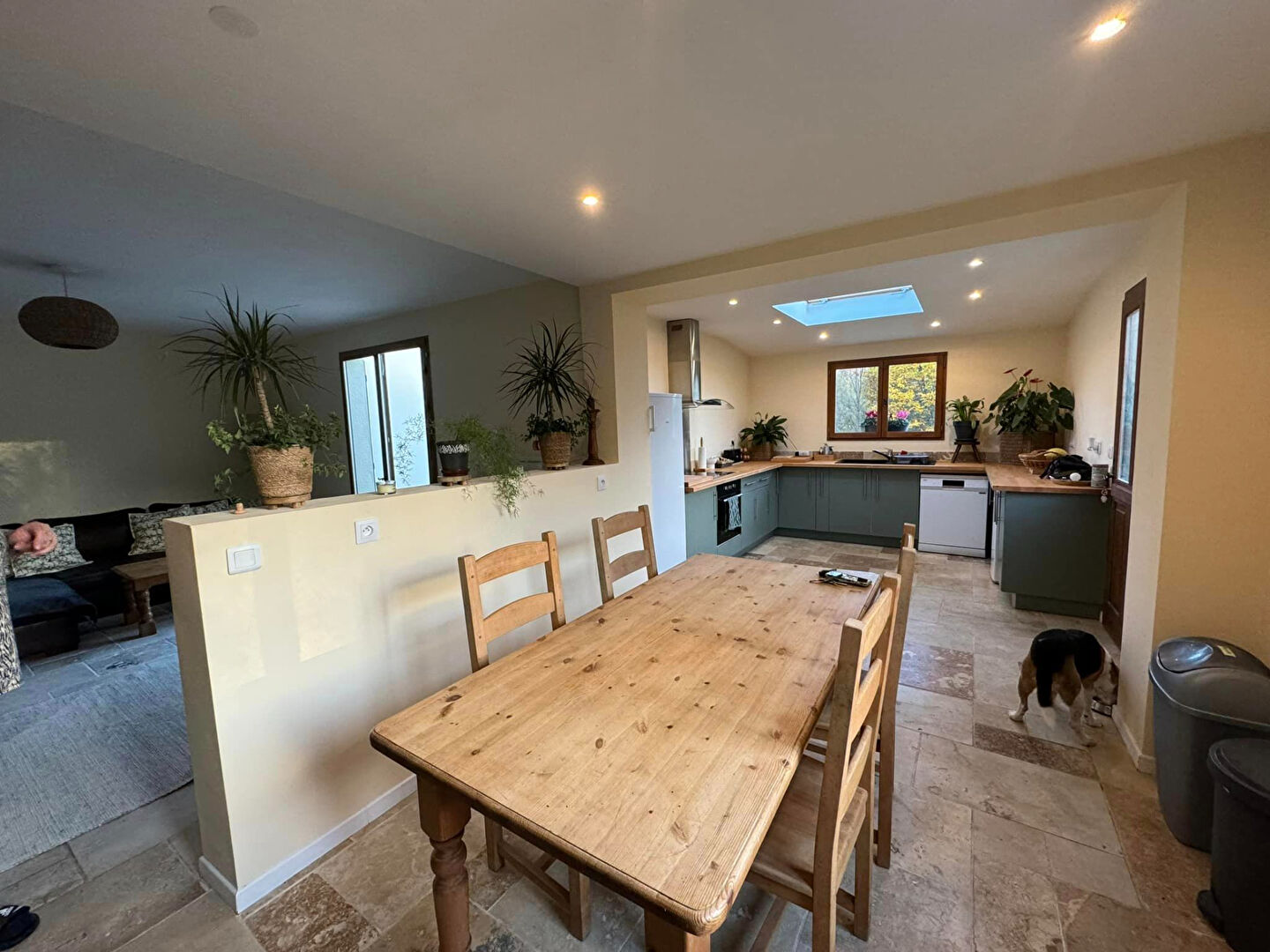 Spacious kitchen in a property located in Haute-Vienne, Nouvelle-Aquitaine, featuring natural light and modern design.