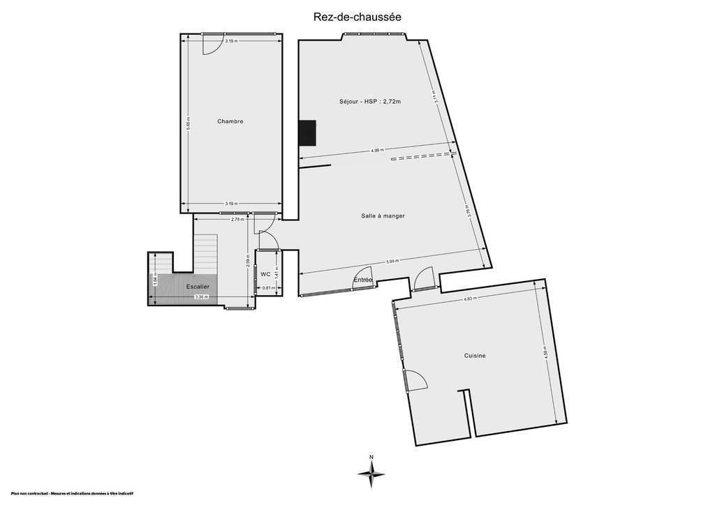 Five-bedroom property layout in Creuse, Nouvelle-Aquitaine, showcasing room dimensions and arrangement.