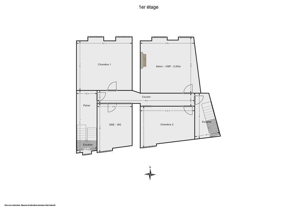 Five-bedroom property layout in Creuse, Nouvelle-Aquitaine, featuring spacious rooms and a central hallway.