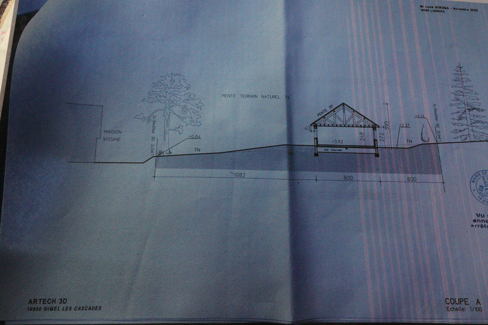 Property in Corrèze, Nouvelle-Aquitaine with architectural plans showing layout and elevation features.