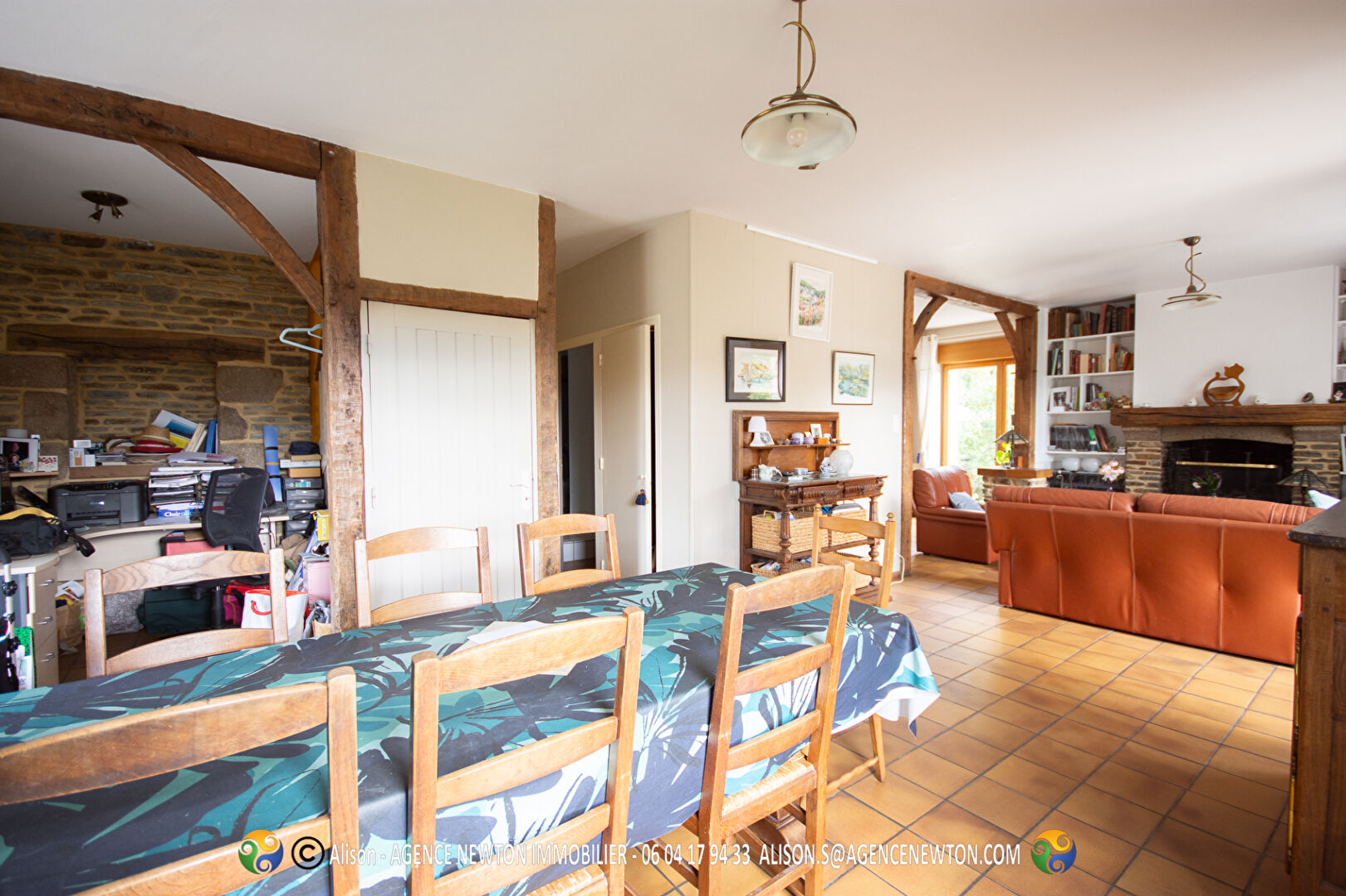 Spacious property in Manche, Normandy, featuring a dining area and a swimming pool.