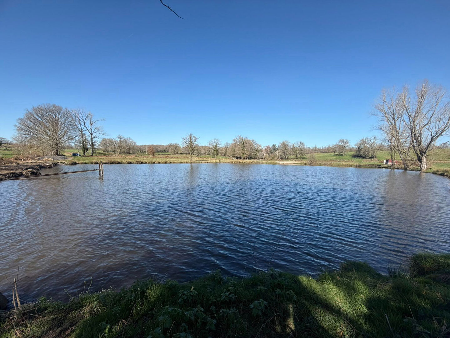 Serene landscape featuring a pond in Haute-Vienne, Nouvelle-Aquitaine, ideal for property development.