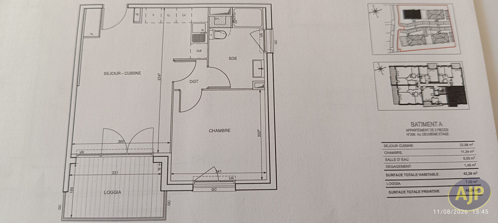 Appartement Villenave D Ornon 2 pièce(s) 41.77 m2 - photo 1
