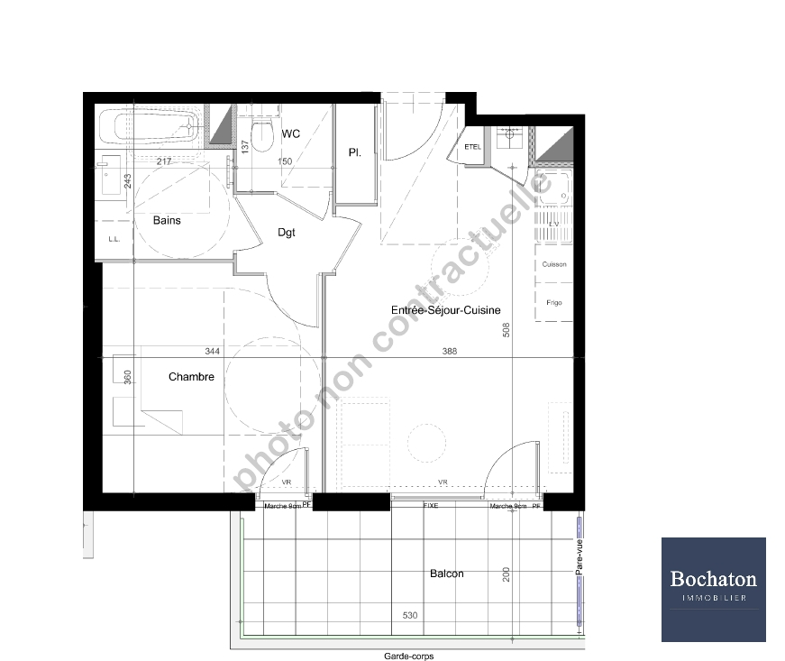 Photo THONON-LES-BAINS (74) - APPARTEMENT T2 DE 42.59 m2 image 2/4