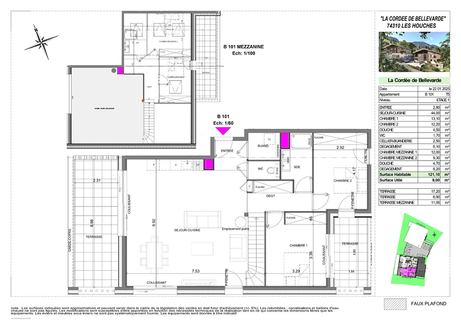 Appartement T5 duplex dans chalet neuf de standing aux Houches