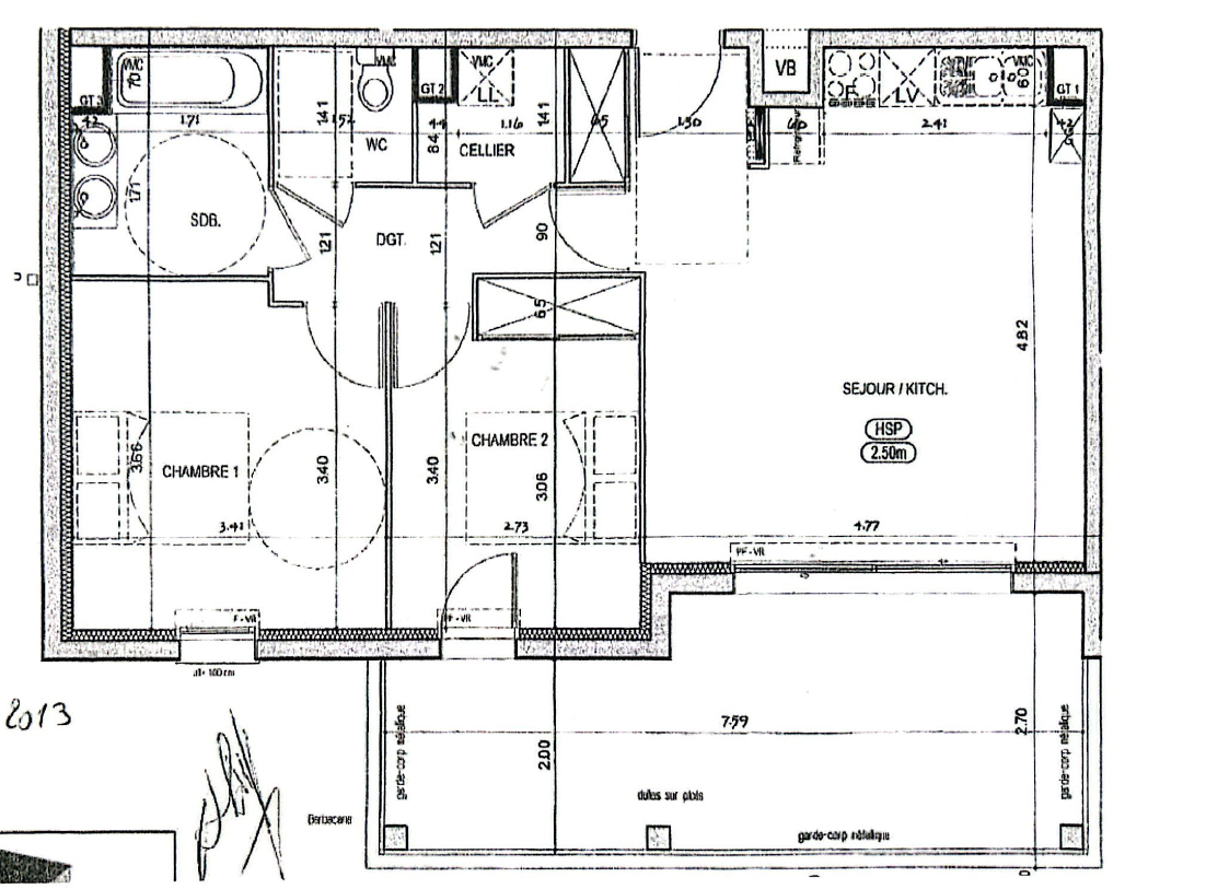 St Jean de Luz Nord quartier résidentiel - 62 m2, beaux volumes, clair et prêt à vivre.