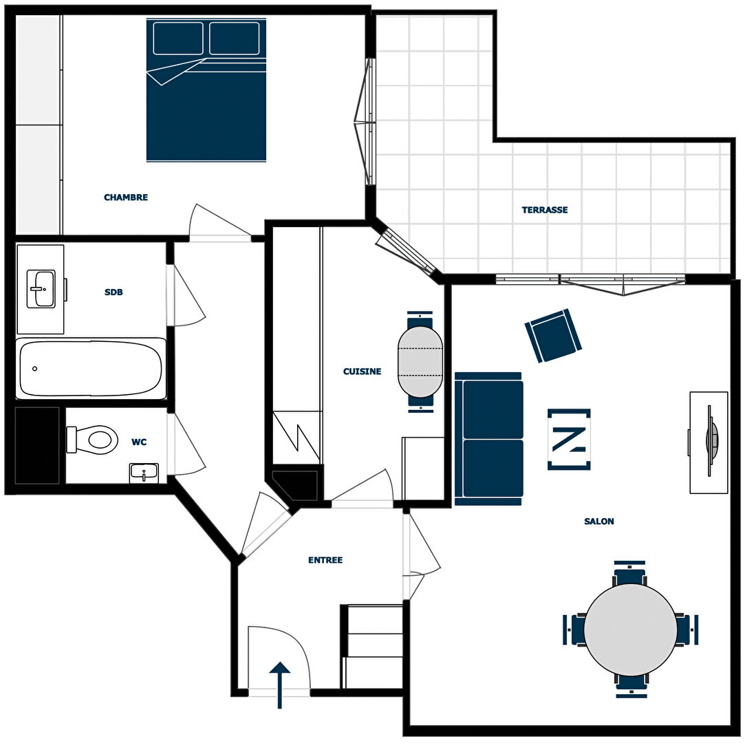 Photo Vente / 92400 / Rue du Président Kruger - Centre - Gare / 2 Pièces / Résidence de standing / Grand Balcon / exposé Sud-Ouest / Plan optimisé image 3/6