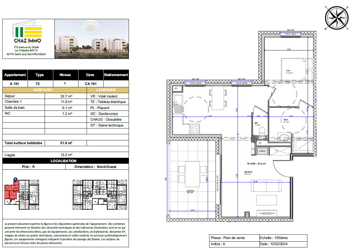 Photo Appartement T2 de 51.6m2 Le Clos du Parc image 2/6