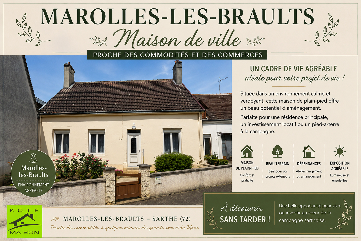 Agence immobilière de KÔTÉ MAISON Saint-Saturnin